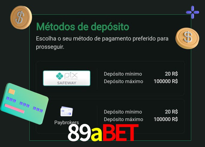 O cassino 89abet oferece uma grande variedade de métodos de pagamento